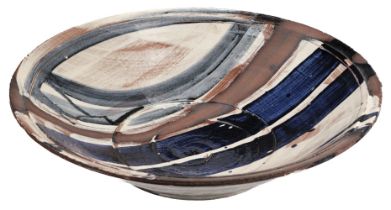 Studio Pottery. A collection of bowls, including a large terracotta dish by Richard Phethean (1953 -