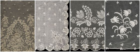 Lace. A large veil, & other hand-made lace items, 19th or early 20th century