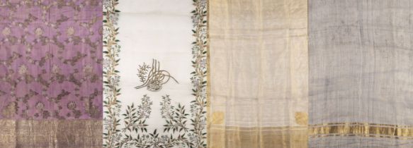 Shawl. A Varanasi silk brocade stole, North India, late 19th/early 20th century, & 3 others