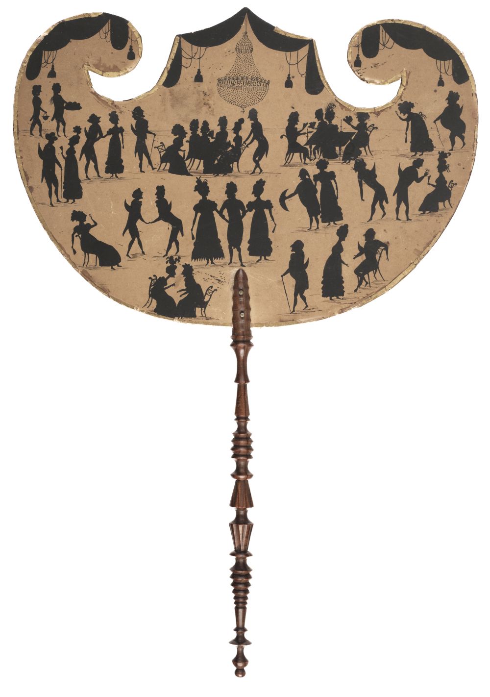 Silhouette Fan. A hand-painted Regency silhouette fan, circa 1810-1820