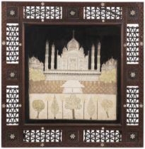 Zardozi Panel. Needlework picture of the Taj Mahal, India, early 20th century