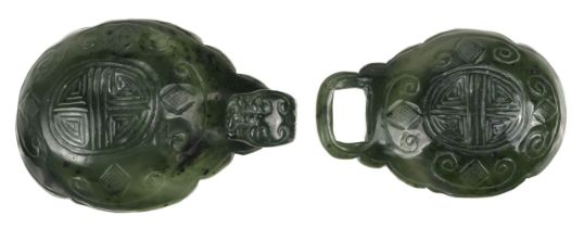 Jade. Chinese spinach jade belt hook