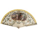 Painted Fan. A late Victorian painted brisé fan, by E. Kees