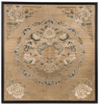 Chinese Panel. An embroidered panel, late 19th century