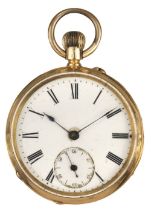 Pocket Watch. An Edwardian 18ct gold open face pocket watch