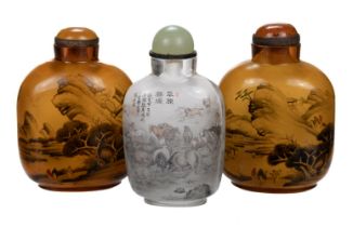 Chinese Snuff Bottles. An inside painted glass snuff bottle