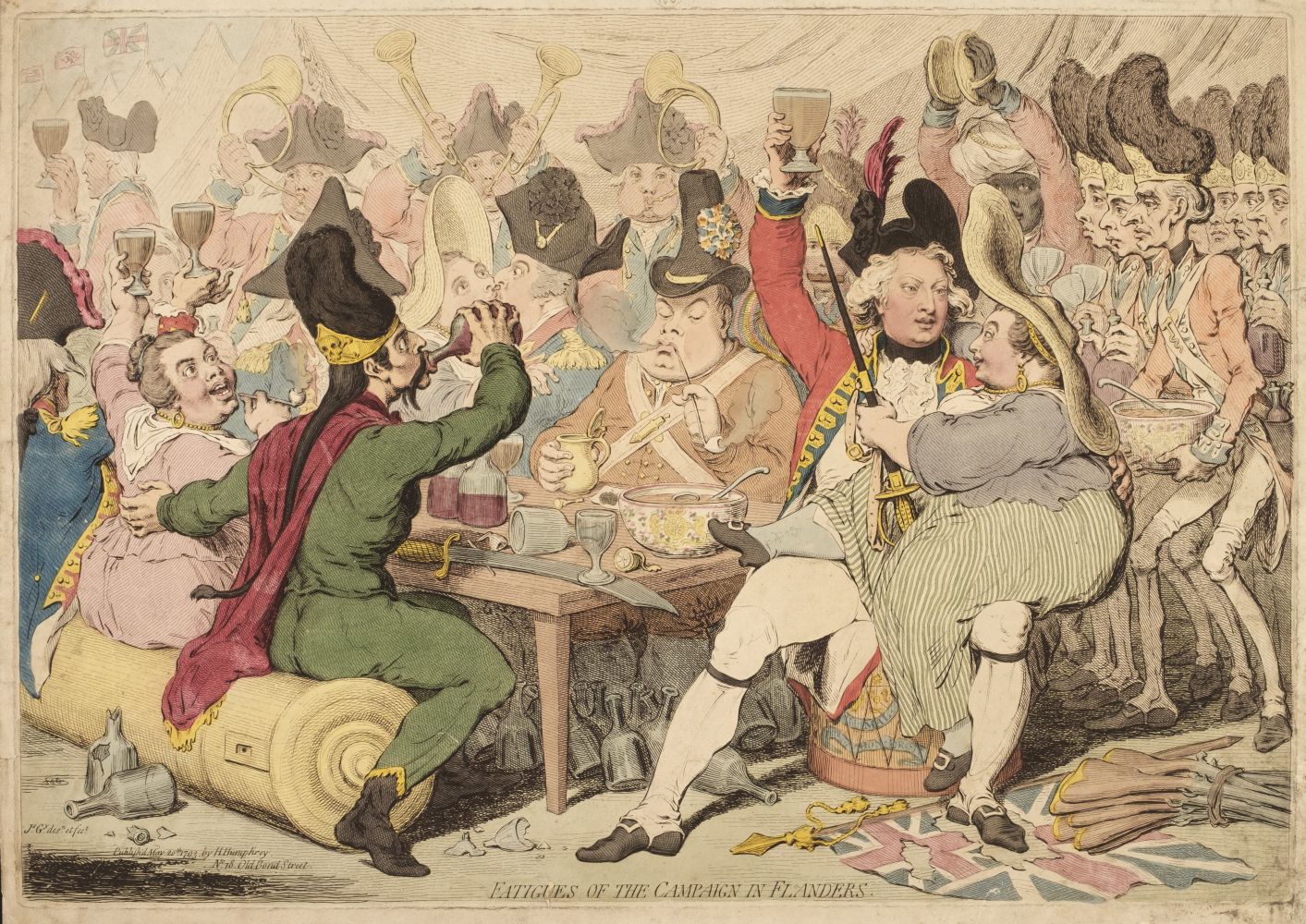 Gillray (James). Fatigues of the Campaign in Flanders, H. Humphrey, May 20th 1793