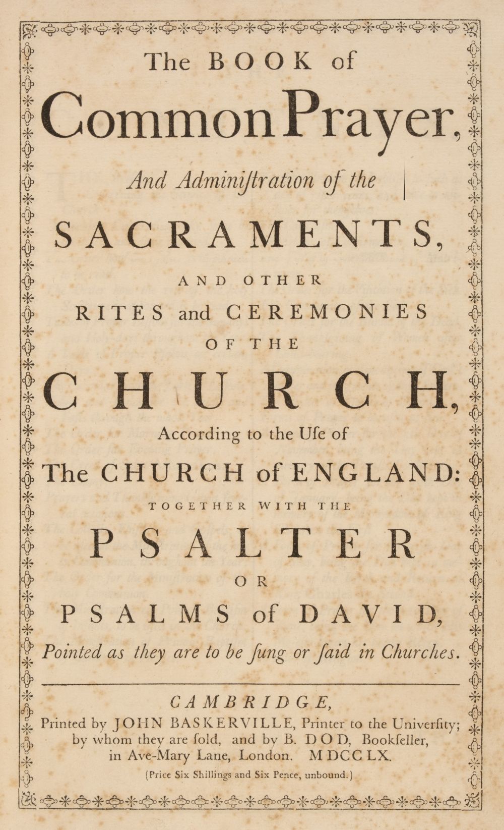 Baskerville Press. The Book of Common Prayer, and Administration of the Sacraments..., 1st ed.,