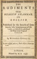 Knollys (Hanserd). The Rudiments of the Hebrew Grammar in English, 1648