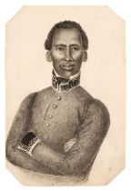 French School. Portrait of a young black miltary cadet, circa 1810, fine pencil study