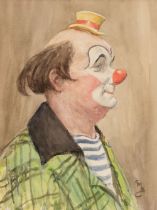 Barker (Cecily Mary, 1895-1973). Clown, watercolour with traces of pencil