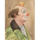 Barker (Cecily Mary, 1895-1973). Clown, watercolour with traces of pencil