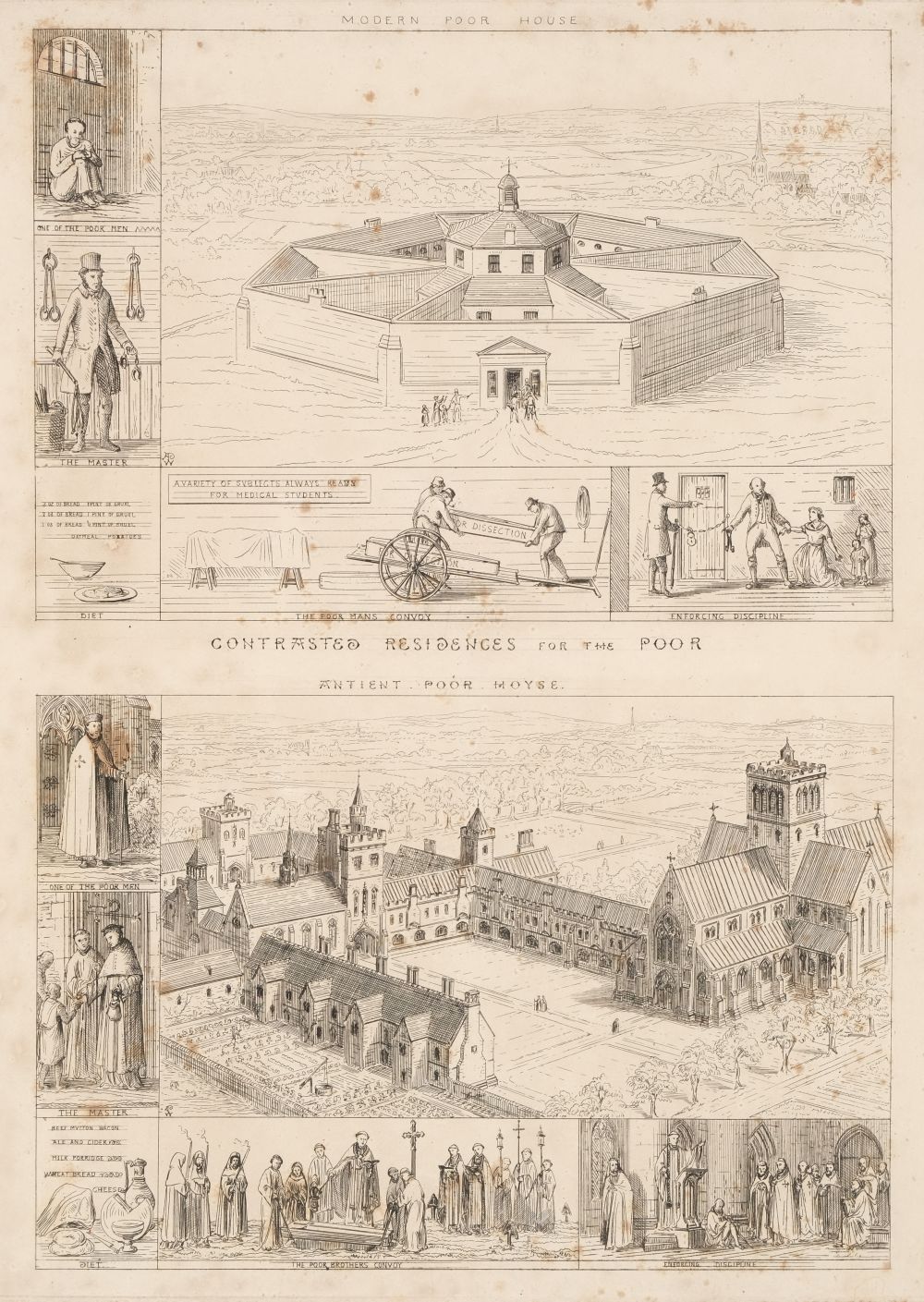 Pugin (Augustus Welby). Contrasts: or a parallel between the noble edifices, 1836