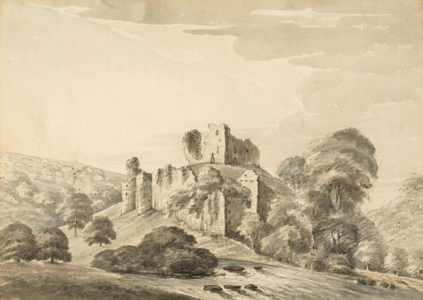 Swete (Reverend John, 1752-1821). Okehampton Castle, Sept 5 1789, watercolour and ink