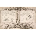 Pine (John), Two charts (on one sheet) showing the progress of the Spanish Armada, 1739