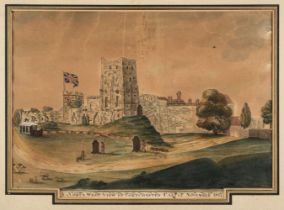 North West View of Portchester Castle, November 1817..., watercolour, and two others