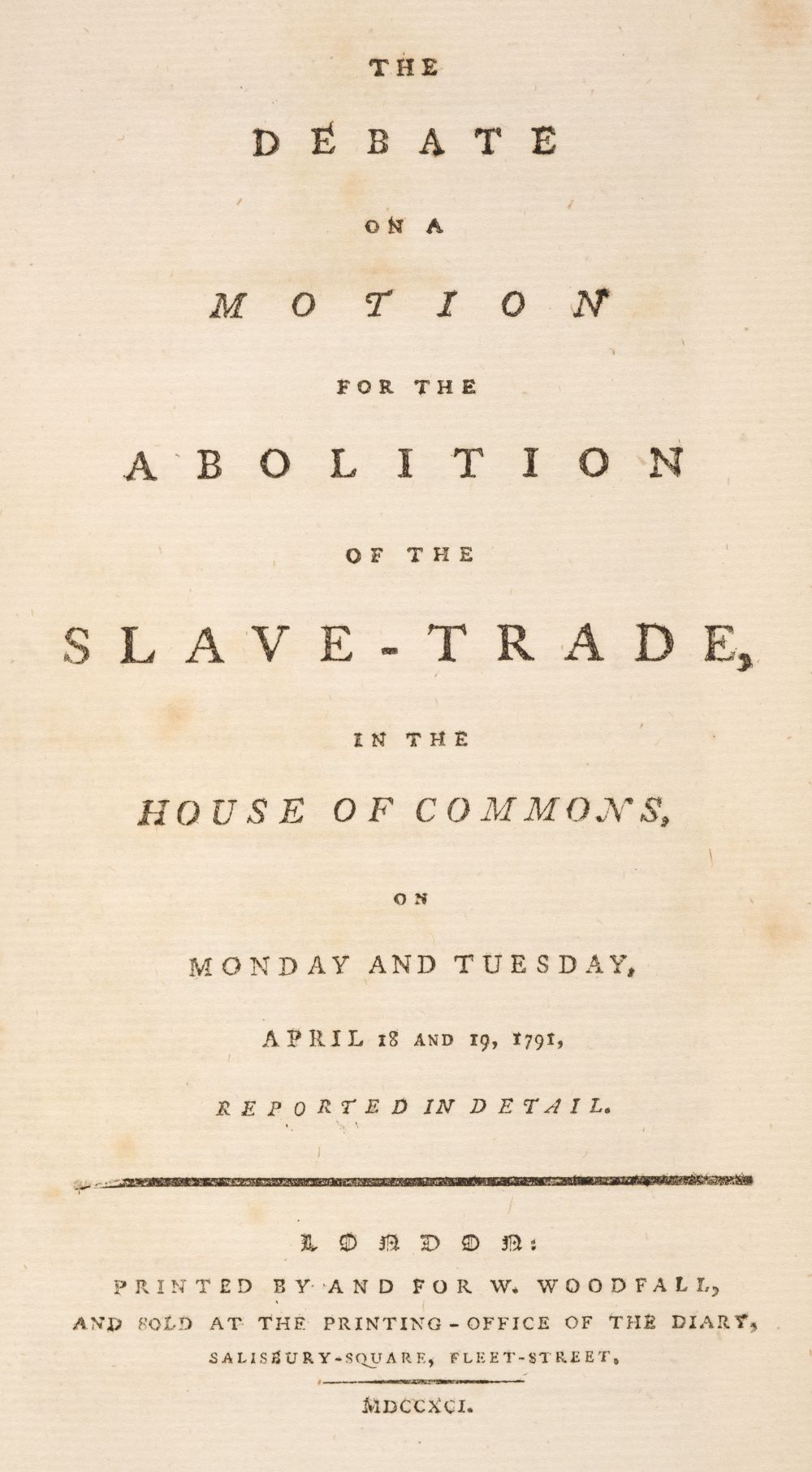 Abolitionism. A sammelband of 13 political pamphlets, 1789-1799