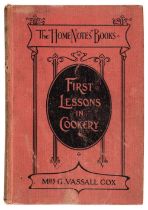 Cox (Mrs. G. Vassall). First Lessons in Cookery, 1st edition, London: C. Arthur Pearson Ltd., 1916