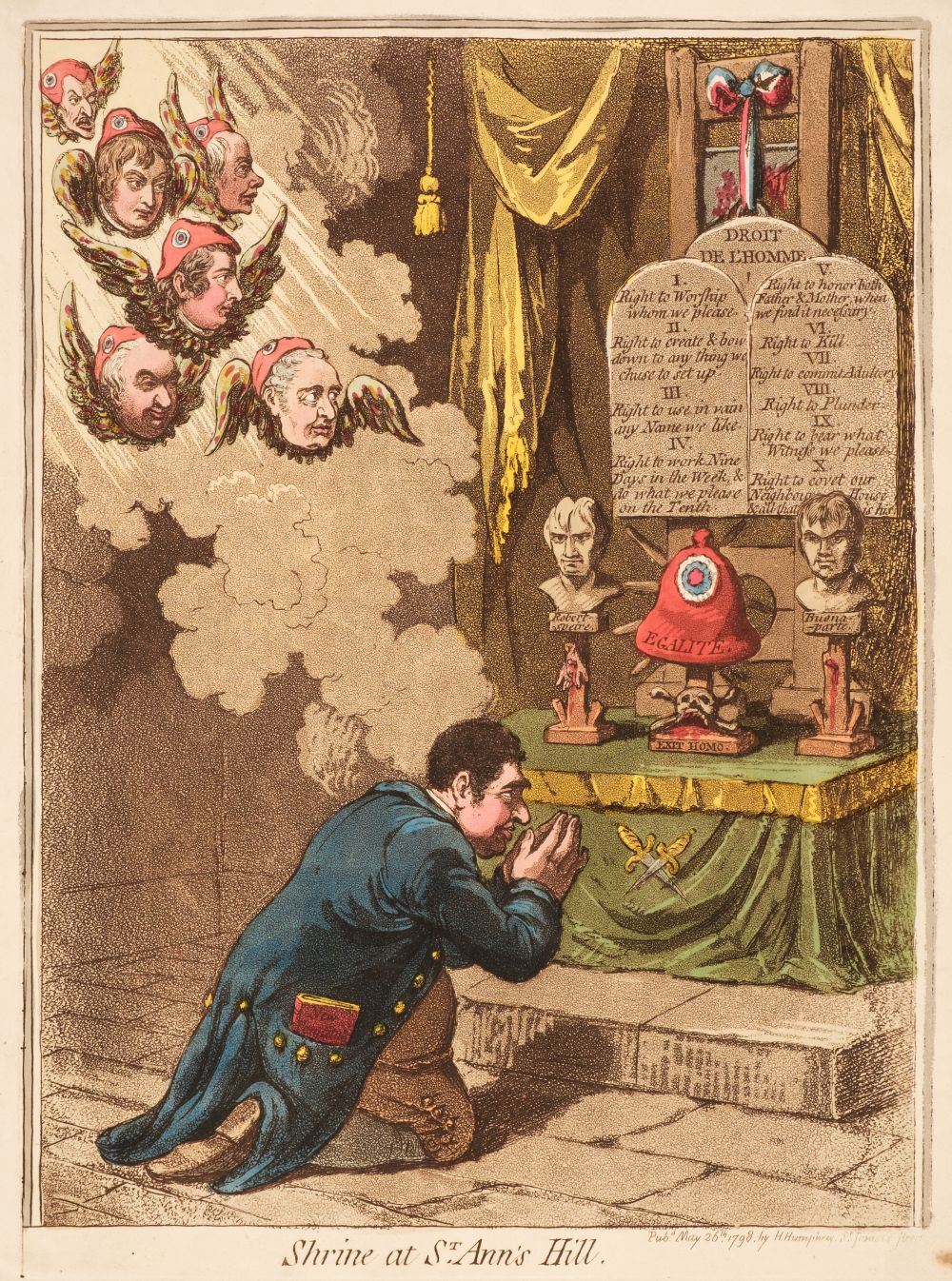 Gillray (James). Shrine at St. Ann's Hill, London: H. Humphreys, May 26th 1798