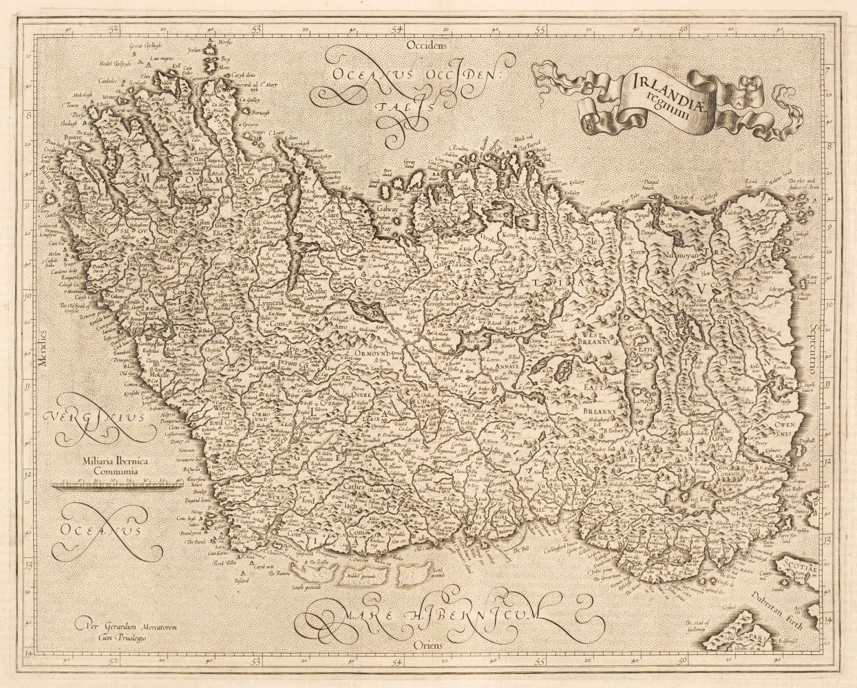 Ireland. Mercator (Gerard), Irlandiae Regnum, circa 1628,