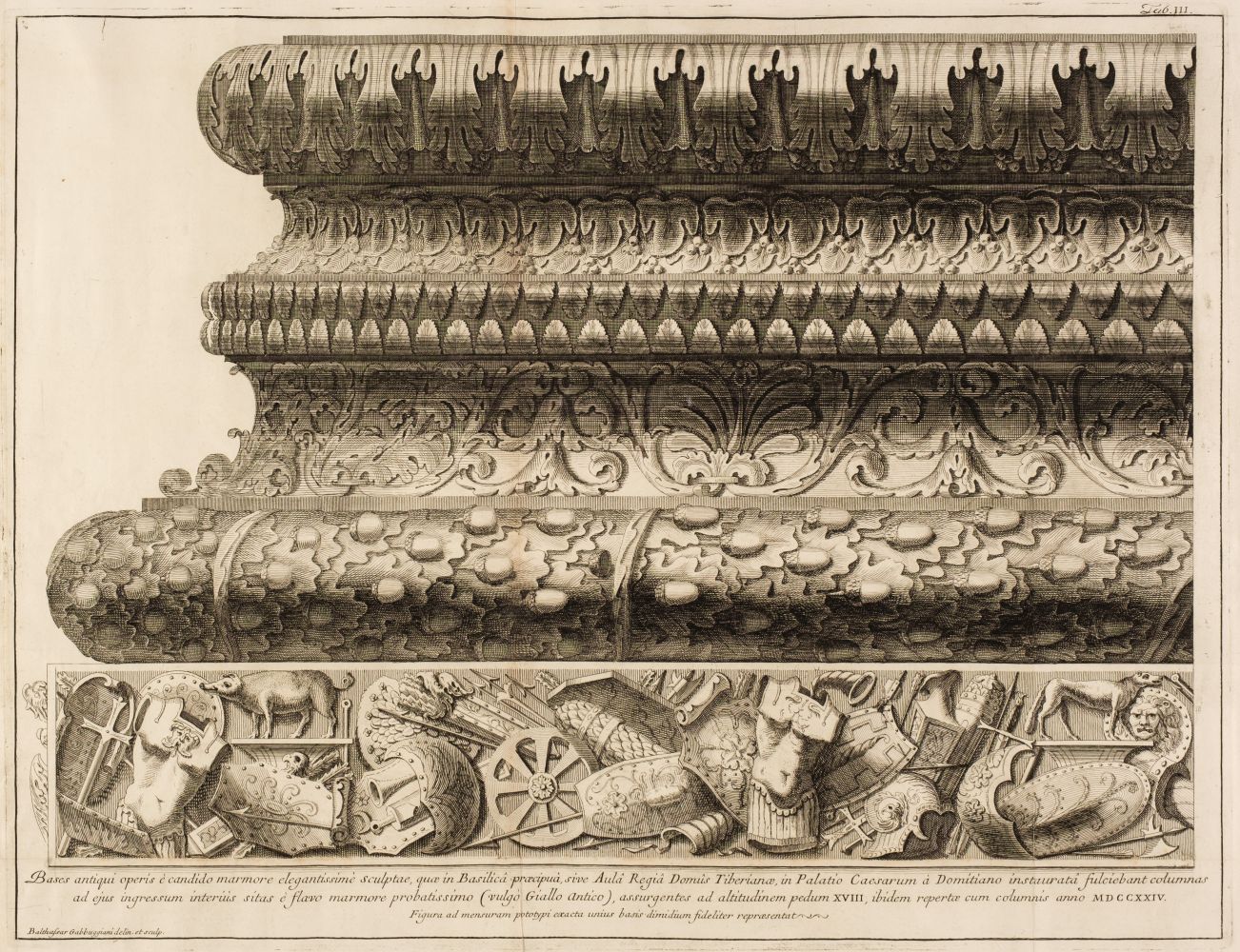 Gabbuggiani (Balthasar). Bases antiqui operis e candido marmore elegantissime..., 1724