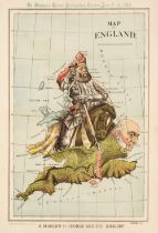 England and Wales. Merry (Tom), Map of England, A Modern St. George and the Dragon!!!, 1888
