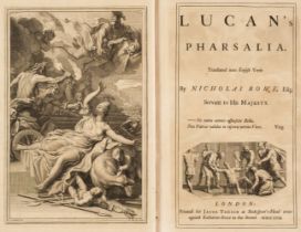 Rowe (Nicholas). Lucan's Pharsalia. Large Paper copy, 1st edition, London: 1718