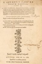 Lucretius De Rerum Natura, libri VI, Paris: Jean Bienné, 1570