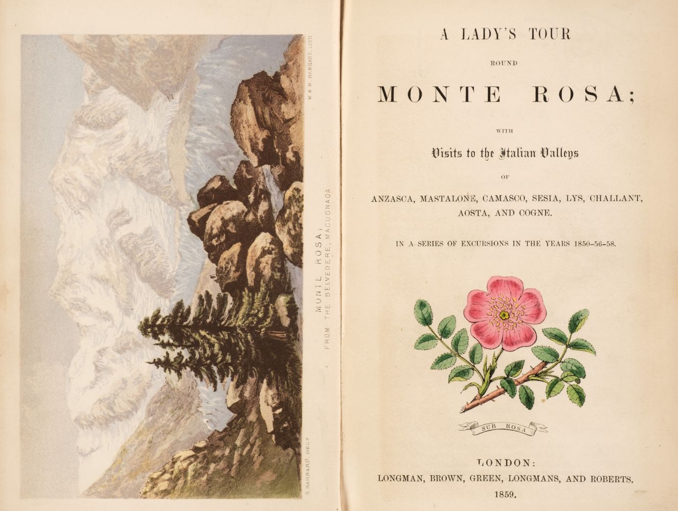 Cole (Eliza). A Lady's Tour Round Monte Rosa, 1st edition, 1859