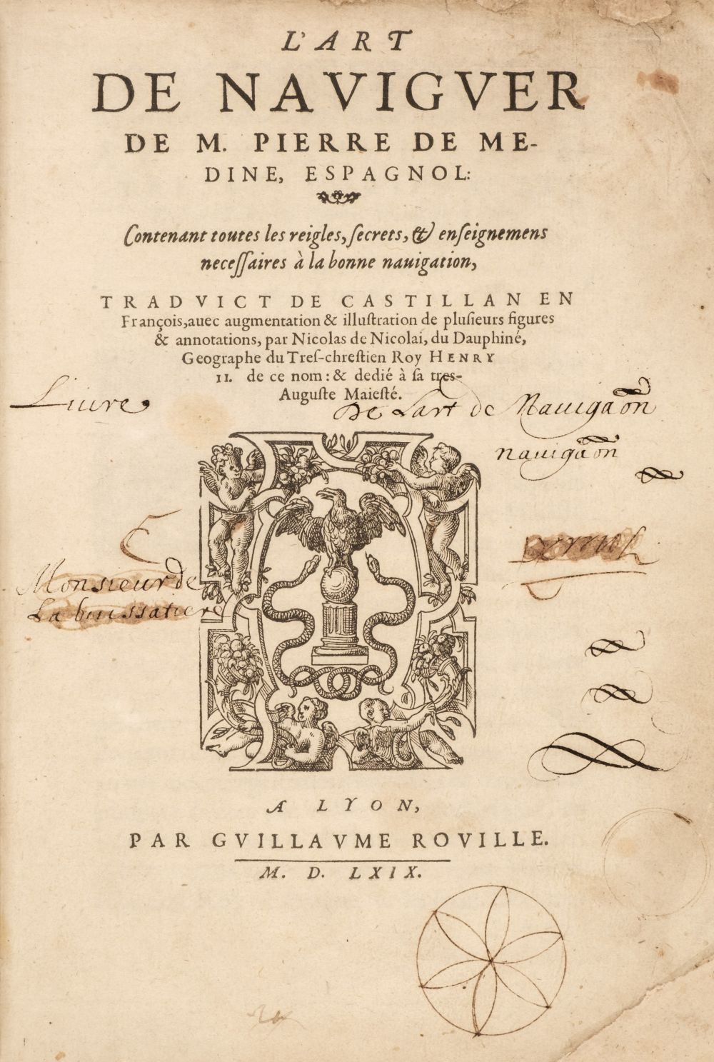 Medina (Pedro de). L'art de naviguer, 2nd French edition, Lyon, 1569 - Bild 2 aus 2