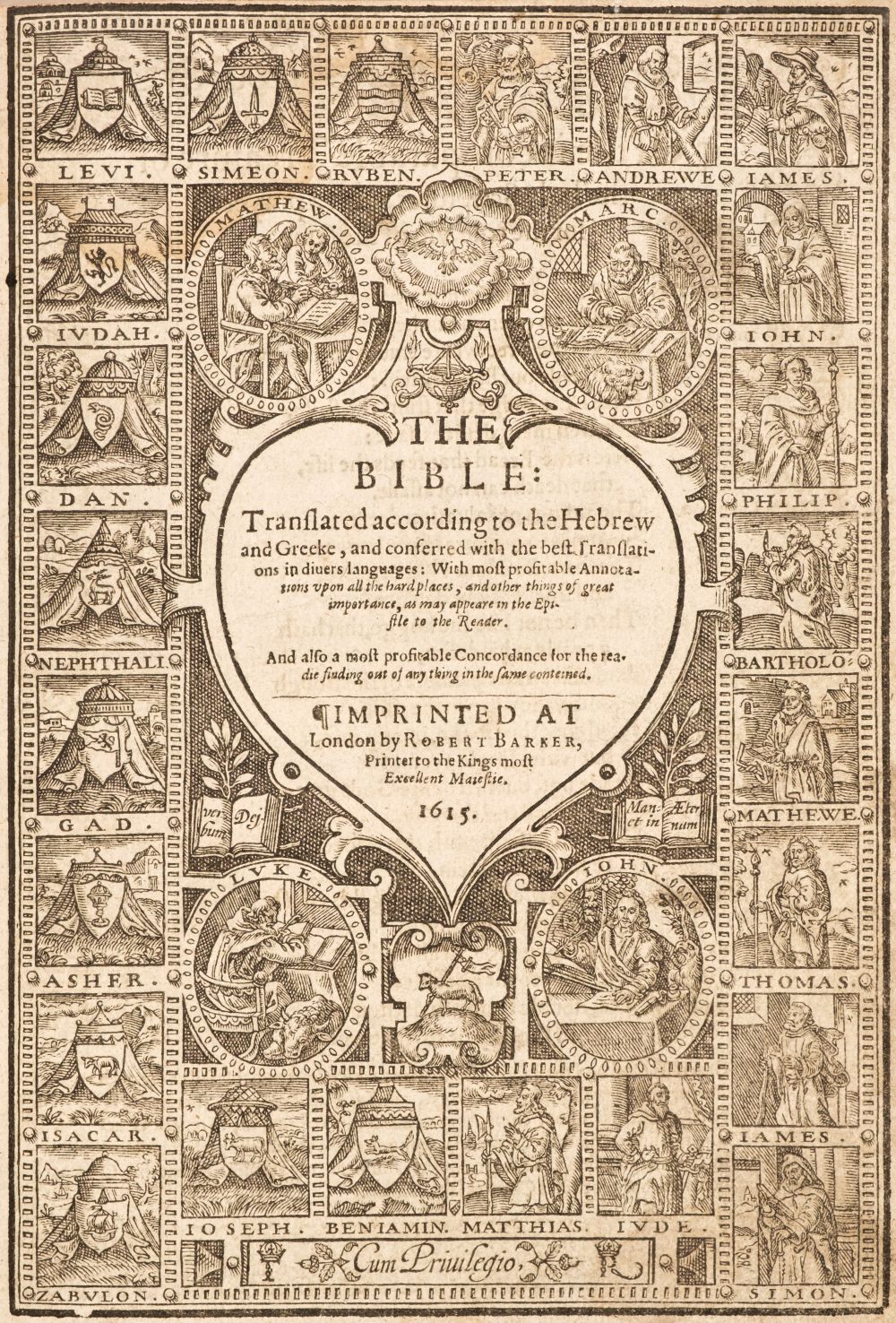 Bible [English]. The Bible: Translated according to the Hebrew and Greeke, 1615