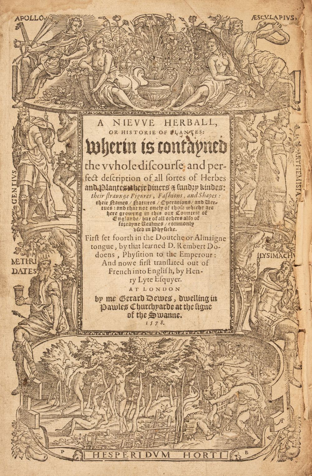 Dodoens (Rembert). A Niewe Herball, or Historie of Plantes..., 1st English ed., 1578