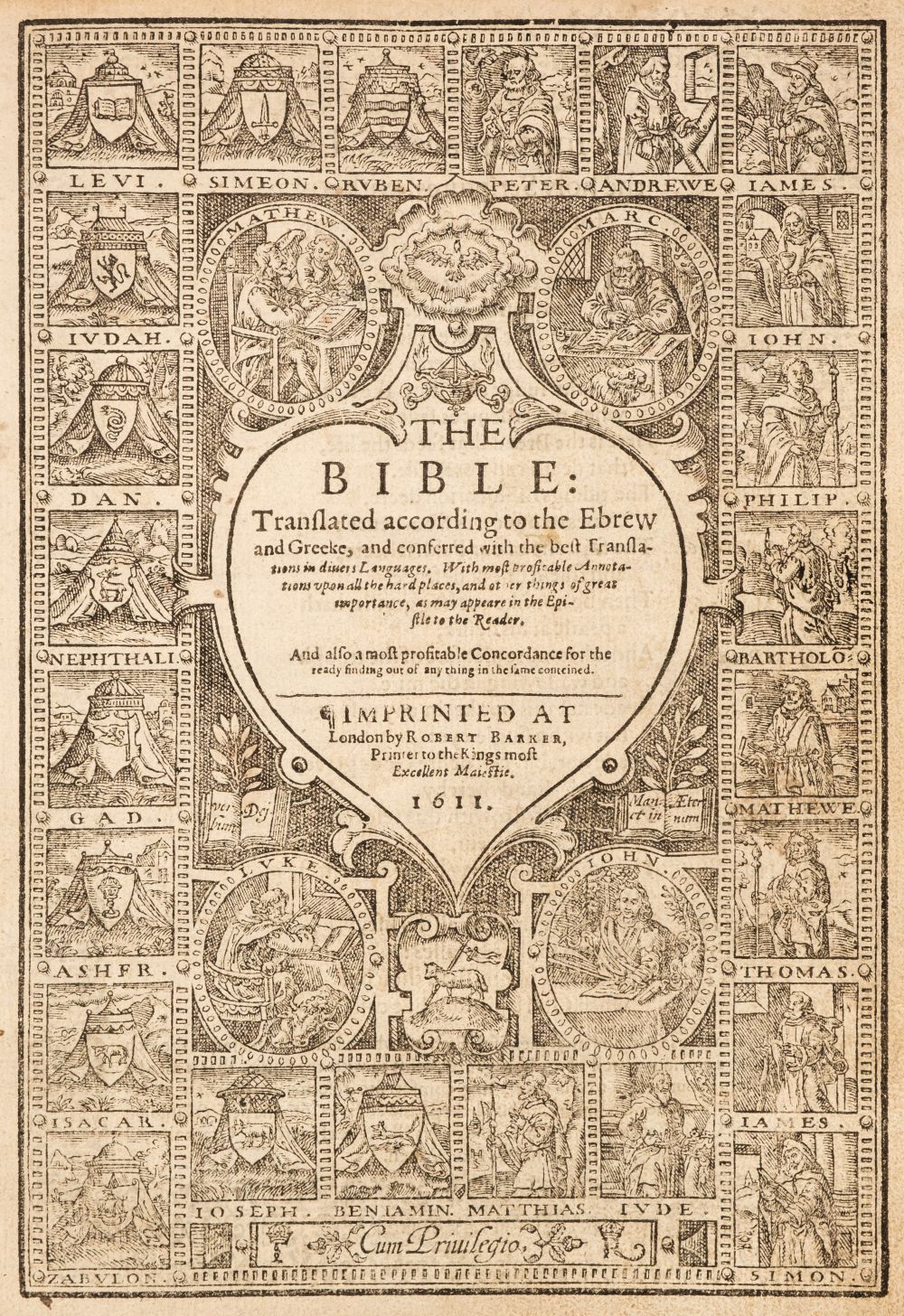 Bible [English]. The Bible: Translated according to the Ebrew and Greeke..., 1611