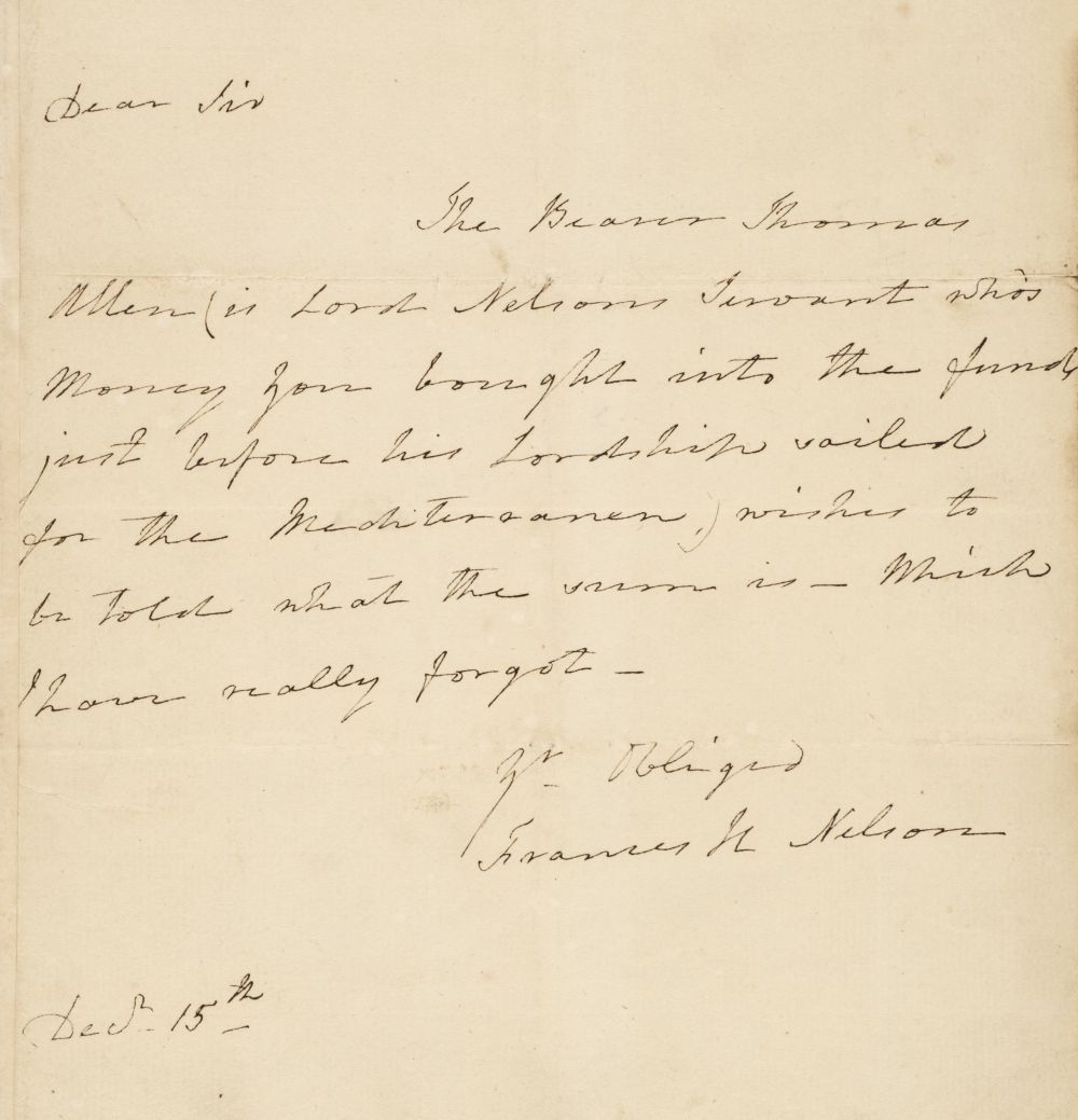 Hamilton (Emma, 1765-1815). Autograph letter unsigned, no date