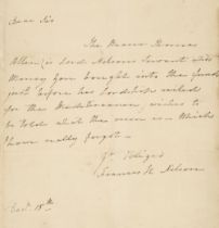 Hamilton (Emma, 1765-1815). Autograph letter unsigned, no date