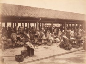 China. Food market in Shanghai, c. 1870