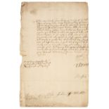 Hyde (Laurence, 1642-1711). Document Signed, 'Hyde', Whitehall, 29 November 1681