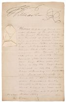 William IV (1765-1867). Document Signed, 'William R', as King, Court at St James's, 14 June 1837