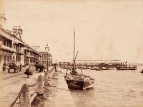 Singapore. A group of 6 large-format albumen print views of Singapore, c. 1880