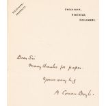 Doyle (Arthur Conan, 1859-1930), Autograph Letter Signed, 'A. Conan Doyle'