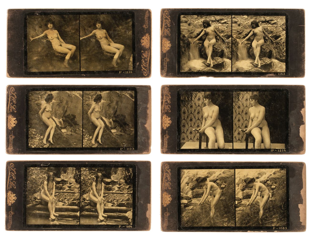 India. A group of 6 collotype stereoviews of Western female nudes, Calcutta, c. 1890s