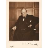 Churchill (Sir Winston Leonard Spencer, 1874-1965). A very fine, double-signed photograph