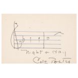 Porter (Cole, 1891-1964), Autograph Musical Quotation Signed, c. 1960