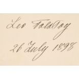 Tolstoy (Leo, 1828-1910), Autograph Signature, ‘Leo Tolstoy / 26 July 1898’