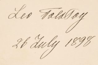 Tolstoy (Leo, 1828-1910), Autograph Signature, ‘Leo Tolstoy / 26 July 1898’