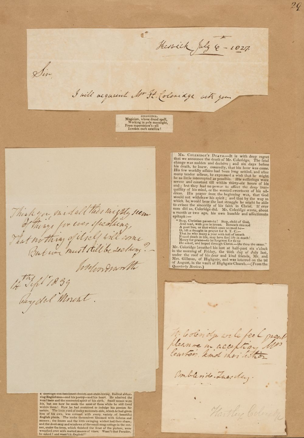 Wordsworth (William, 1770-1850), Autograph Poem Quotation Signed, ‘Wm. Wordsworth’