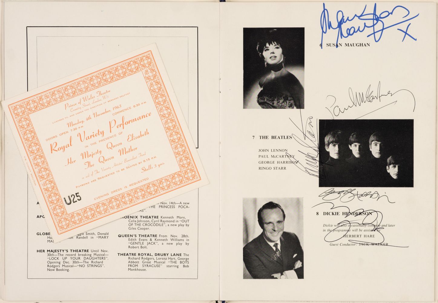 Royal Variety Performance programme, 1963, signed by the Beatles