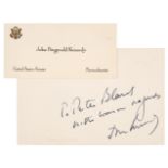 Kennedy (John Fitzgerald, 1917-1963). Autograph Note Signed, ‘John Kennedy’, c. late 1950s