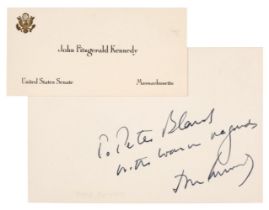 Kennedy (John Fitzgerald, 1917-1963). Autograph Note Signed, ‘John Kennedy’, c. late 1950s