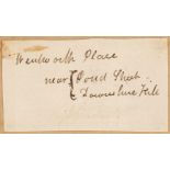Keats (John, 1795-1821), Autograph Address Slip, c. 1818-20